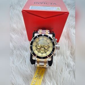 Invicta Gold and Black Chronograph Watch Original Neuf